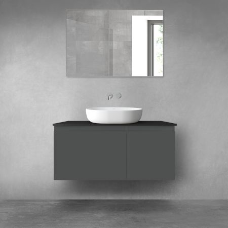 Oltens Vernal bathroom furniture set 100 cm with countertop, matte graphite/matte black 68255400