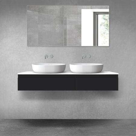 Oltens Vernal bathroom furniture set 140 cm with countertop, matte black/white gloss 68322300