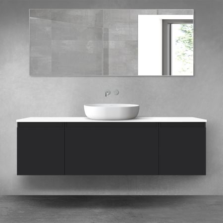 Oltens Vernal bathroom furniture set 160 cm with countertop, matte black/white gloss 68383300