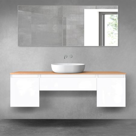 Oltens Vernal zestaw mebli łazienkowych 160 cm z blatem biały połysk/dąb 68391000