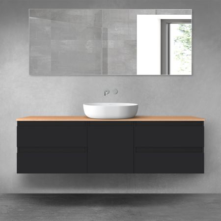 Oltens Vernal bathroom furniture set 160 cm with countertop, matte black/oak 68403300