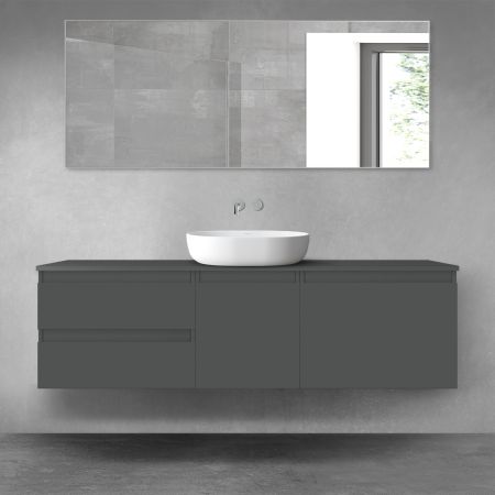 Oltens Vernal bathroom furniture set 160 cm with countertop, matte graphite 68407400