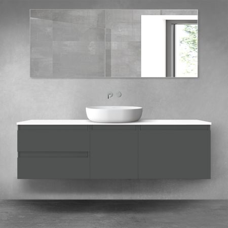 Oltens Vernal bathroom furniture set 160 cm with countertop, matte graphite/white gloss 68409400