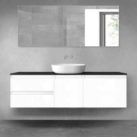 Oltens Vernal bathroom furniture set 160 cm with countertop, white gloss/matte black 68409000