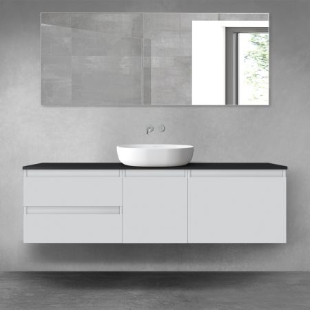 Oltens Vernal bathroom furniture set 160 cm with countertop, matte grey/matte black 68410700