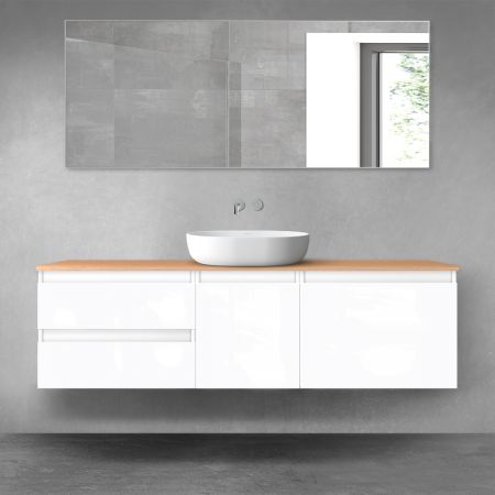 Oltens Vernal zestaw mebli łazienkowych 160 cm z blatem biały połysk/dąb 68411000