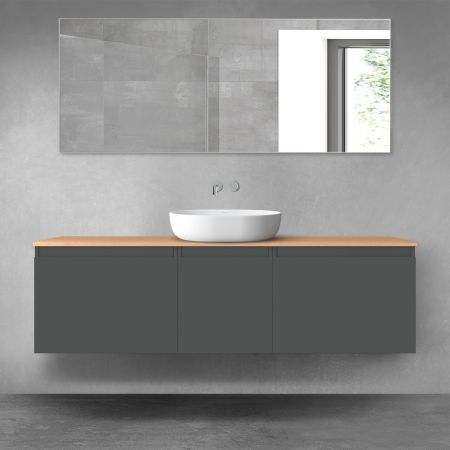 Oltens Vernal zestaw mebli łazienkowych 160 cm z blatem grafit mat/dąb 68415400