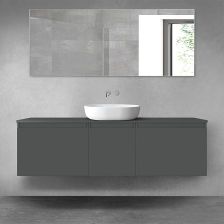 Oltens Vernal bathroom furniture set 160 cm with countertop, matte graphite 68416400