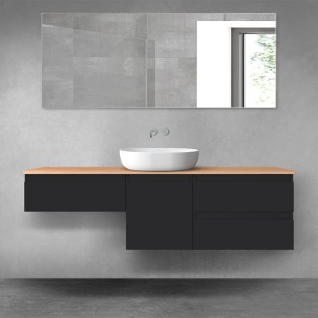 Oltens Vernal bathroom furniture set 160 cm with countertop, matte black/oak 68426300