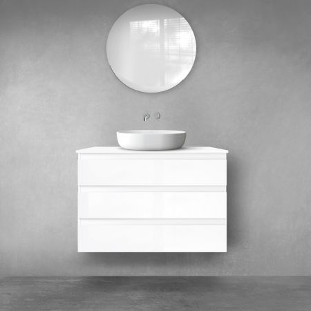 Oltens Vernal bathroom furniture set 100 cm with countertop, white gloss 68459000