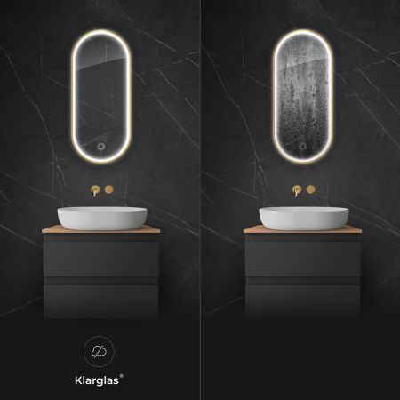 Oltens Nordlis mirror 40x90 cm, oval with LED lighting and Klarglas system 64103800