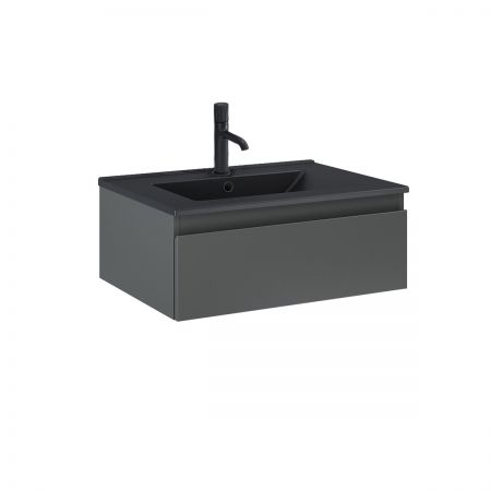 Oltens Vernal Set: Waschbecken mit Schrank 60 cm schwarz matt/grafitfarben matt 68005400
