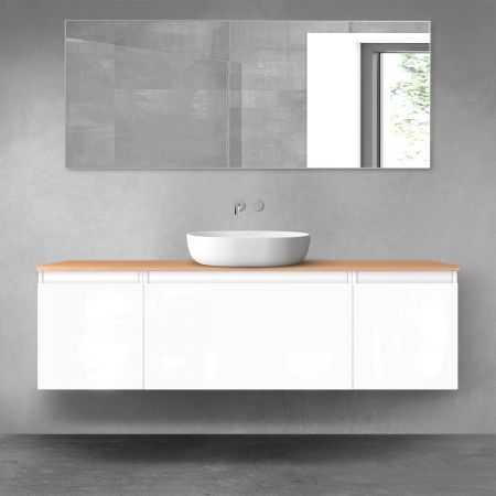 Oltens Vernal bathroom furniture set 160 cm with countertop, white gloss/oak 68448000