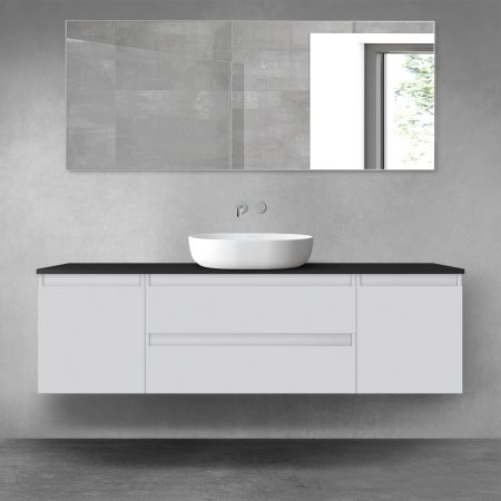 Oltens Vernal bathroom furniture set 160 cm with countertop, matte grey/matte black 68451700