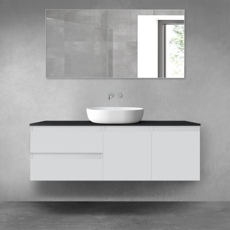 Oltens Vernal bathroom furniture set 140 cm with countertop, matte grey/matte black 68276700