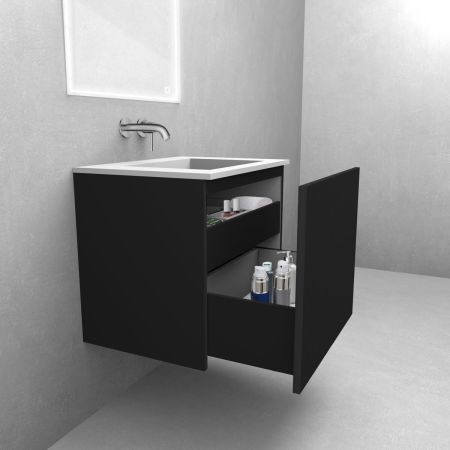 Oltens Lun Rila 80 cm grooved vanity unit, matt black 60028300
