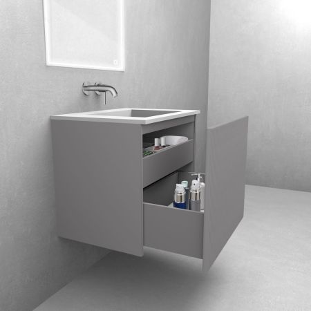Oltens Lun Rila Waschbeckenunterschrank 80 cm, geriffelt, Kaschmir 60028900