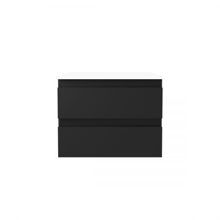 Oltens Vernal závěsná umyvadlová skříňka 60 cm s deskou, matná černá/lesklá bílá 68121300