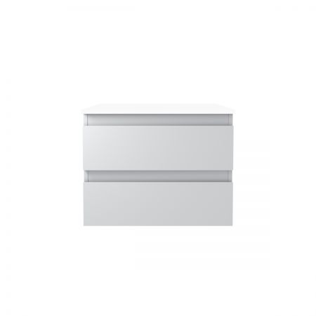 Oltens Vernal Waschbeckenunterschrank wandhängend 60 cm mit Waschbeckenplatte grau matt/weiß glänzend 68121700