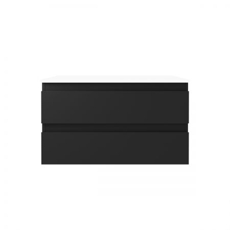 Oltens Vernal szafka 80 cm podumywalkowa wisząca z blatem czarny mat/biały połysk 68122300