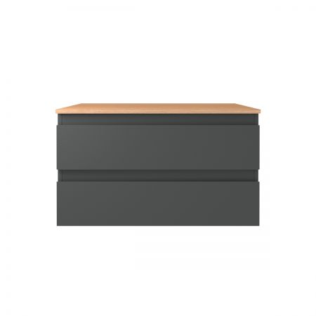 Oltens Vernal wall-mounted base unit 80 cm with countertop, matte graphite/oak 68125400