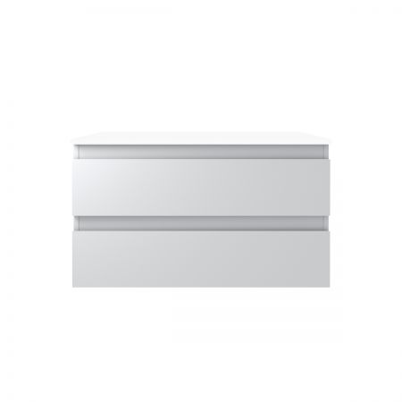 Oltens Vernal Waschbeckenunterschrank wandhängend 80 cm mit Waschbeckenplatte grau matt/weiß glänzend 68122700