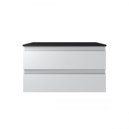 Oltens Vernal Waschbeckenunterschrank wandhängend 80 cm mit Waschbeckenplatte grau matt/schwarz matt 68119700