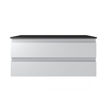 Oltens Vernal Waschbeckenunterschrank wandhängend 100 cm mit Waschbeckenplatte grau matt/schwarz matt 68120700