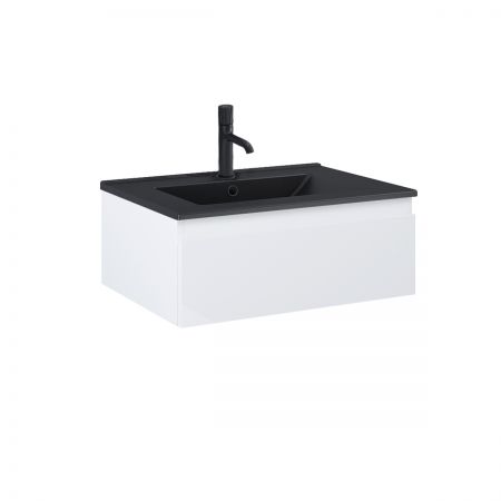 Oltens Vernal Set: Waschbecken mit Schrank 60 cm schwarz matt/weiß glänzend 68005000