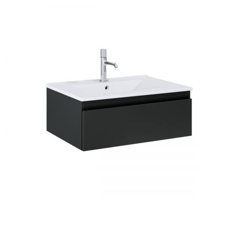 Oltens Vernal Set: Waschbecken mit Schrank 60 cm weiß/schwarz matt 68004300