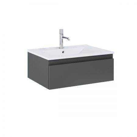 Oltens Vernal Set: Waschbecken mit Schrank 60 cm weiß/grafitfarben matt 68004400