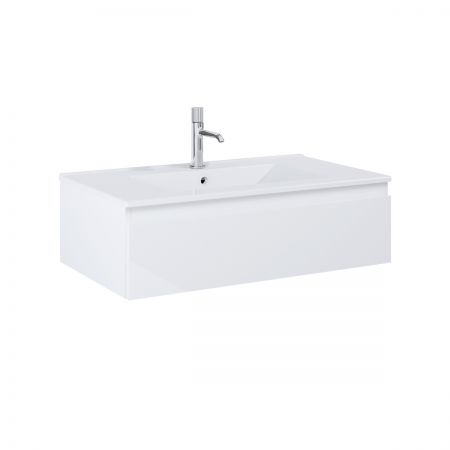 Oltens Vernal Set: Waschbecken mit Schrank 80 cm weiß glänzend 68006000
