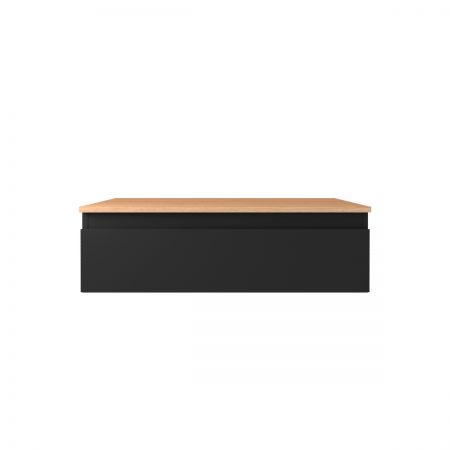 Oltens Vernal Waschbeckenunterschrank wandhängend 80 cm mit Waschbeckenplatte schwarz matt/Eiche 68108300