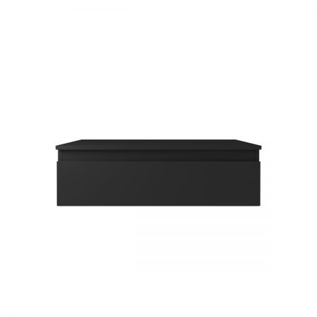 Oltens Vernal Waschbeckenunterschrank wandhängend 80 cm mit Waschbeckenplatte schwarz matt 68101300