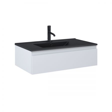 Oltens Vernal Set: Waschbecken mit Schrank 80 cm schwarz matt/grau matt 68007700