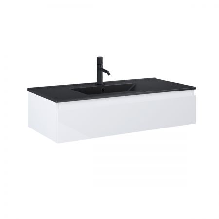 Oltens Vernal vanity unit 100 cm matte black/white gloss 68009000