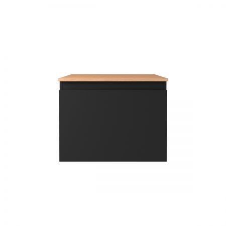 Oltens Vernal Waschbeckenunterschrank wandhängend 60 cm mit Waschbeckenplatte schwarz matt/Eiche 68111300