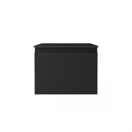 Oltens Vernal Waschbeckenunterschrank wandhängend 60 cm mit Waschbeckenplatte schwarz matt 68104300