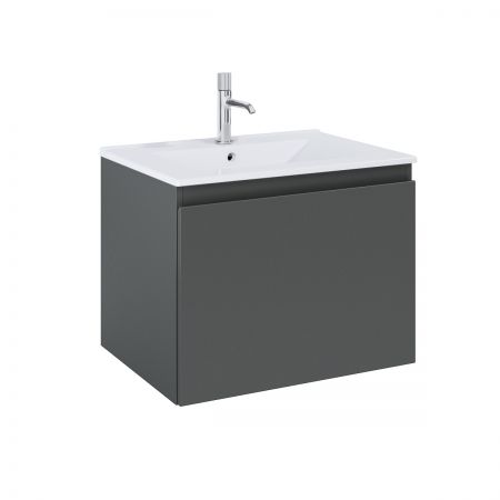 Oltens Vernal Set: Waschbecken mit Schrank 60 cm weiß/grafitfarben matt 68012400
