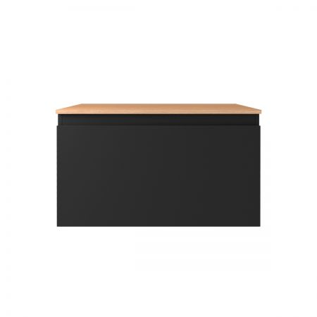 Oltens Vernal wall-mounted base unit 80 cm with countertop, matte black/oak 68112300