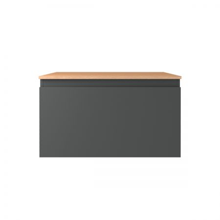 Oltens Vernal Waschbeckenunterschrank wandhängend 80 cm mit Waschbeckenplatte grafitfarben matt/Eiche 68112400