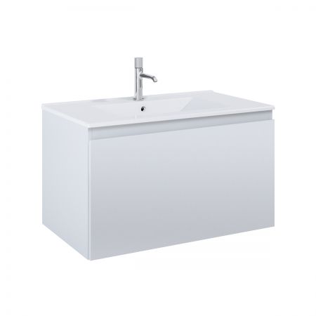 Oltens Vernal Set: Waschbecken mit Schrank 80 cm weiß/grau matt 68014700