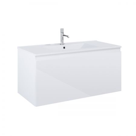Oltens Vernal Set: Waschbecken mit Schrank 100 cm weiß glänzend 68016000