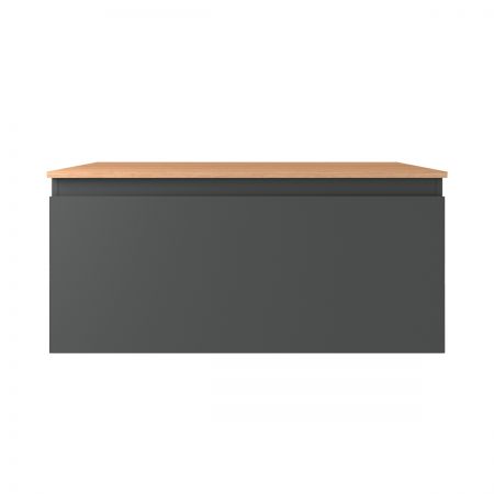 Oltens Vernal wall-mounted base unit 100 cm with countertop, matte graphite/oak 68113400
