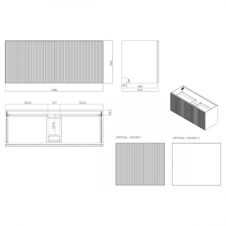 Zestaw Oltens Lun szafka podumywalkowa 120 cm z blatem kaszmir/dąb 68694900