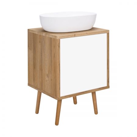 Oltens Hedvig washbasin cabinet 50 cm wall-mounted with shelf white gloss/natural oak 60203060
