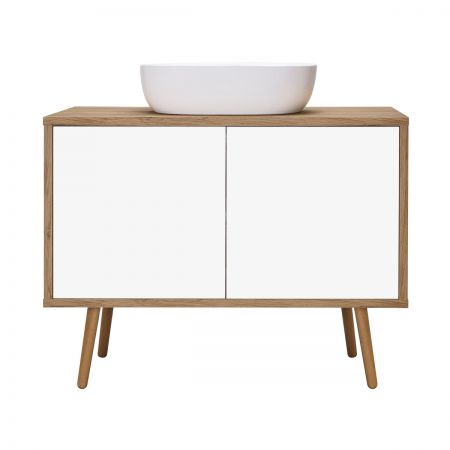 Oltens Hedvig washbasin cabinet 95 cm wall-mounted with shelf white gloss/natural oak 60204060