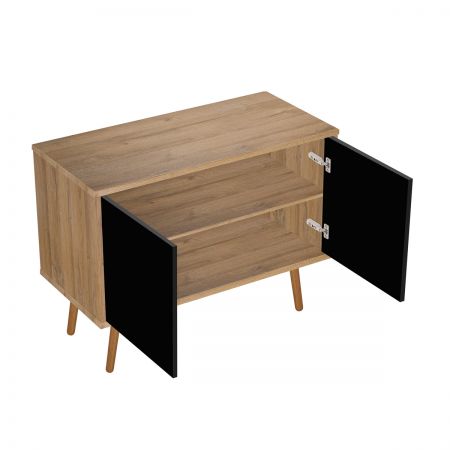 Oltens Hedvig washbasin cabinet 95 cm wall-mounted with shelf black matte/natural oak 60204360