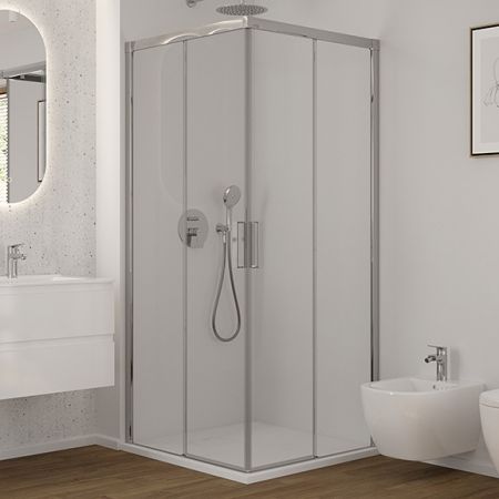 Oltens Breda shower enclosure 80x80 cm square chrome/transparent glass 20005100