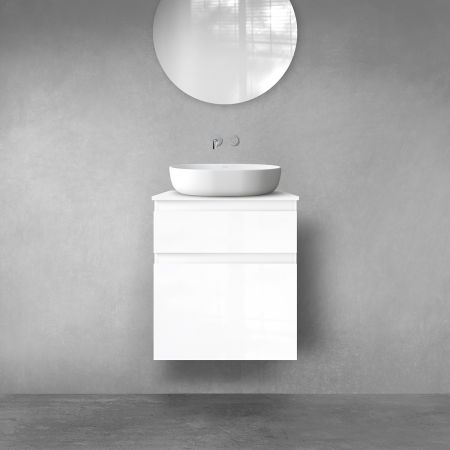 Oltens Vernal Bademöbelset 60 cm mit Waschbeckenplatte weiß glänzend 68218000